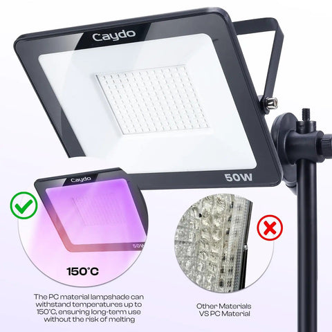 50W LED UV Screen Printing Light With 1 To 99 Minute Timer, angle view showing PC lampshade material capability and temperature resistance