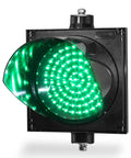 Front view of 8 Inch Red And Green 2 In 1 Traffic Light Stop And Go LED Light With Black PC Housing Clear Lens Outdoor Waterproof IP65 Industrial LED Traffic Lamp AC Input 85 To 265V