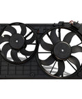 Hella Reliable Slick Original Quality Radiator Cooling Fan Assembly Compatible With 2010 To 2017 Volkswagen Jetta Golf Beetle And Rabbit front view with two fans.
