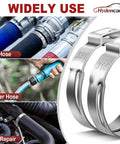 Hydencamm 370-piece stainless steel single-ear hose clamp set, 5.3–33.1mm, adjustable for automotive and plumbing