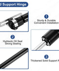 8 Inch 120N Gas Struts Lid Support Hinges With Heavy Duty Soft Close Action Folding Lid Stay Lift Assist Slow Lowering Pneumatic Buffer For Cabinet Closet Wardrobe Black Finish, black gas strut close-up