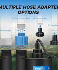 1/4 HP Submersible Water Pump, 1800 GPH Portable Sump Pump For Pools, Basements, And Ponds with multiple hose adapters