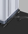 Heavy Duty Appliance Rollers With 24 Wheels For Moving Heavy Furniture Like Washers Fridges And Cabinets Featuring Thick Iron Build that supports a fridge.