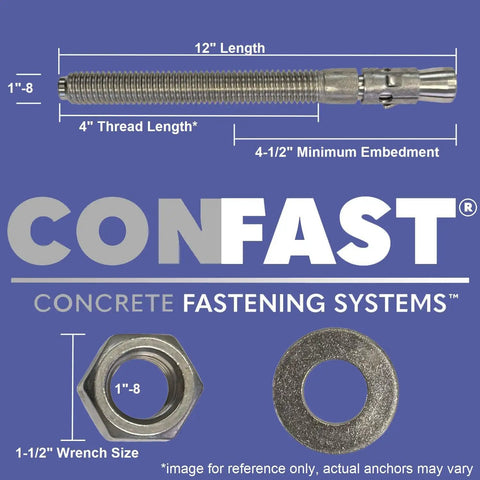 Heavy Duty Zinc Plated 1 Inch By 12 Inch Wedge Anchor For Concrete Dry Environments Box Of Five Anchors Built To Last