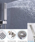 WHSHOWER Brushed Nickel Dual Rain Shower System Bathroom Shower Faucet Set with handheld shower and 360° rotation feature.