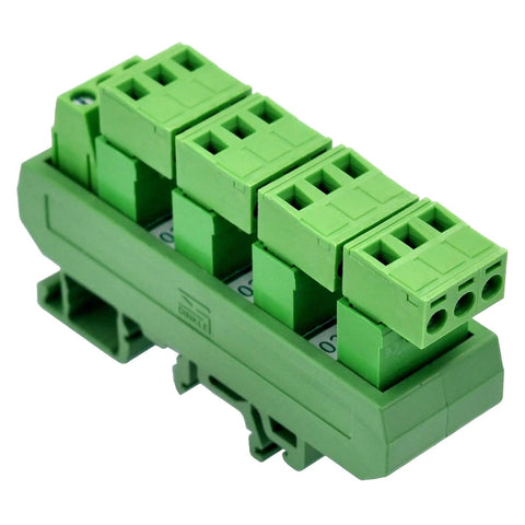 Slim DIN Rail Mount Pluggable Screw Terminal Block Distribution Module 15-Position 5x3, 300V 10A Per Position, 5.08mm Pitch