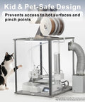3D Printer Enclosure For Bambu Lab A1 Mini With Fume And Odor Control, showing safe design with cat nearby and ventilation system