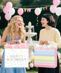 Women holding 2-Pack 13 Inch Large Happy Birthday Gift Bags With Tissue Paper And Greeting Cards For Girls And Women Party Favors