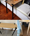 Heavy Duty Adjustable Table Legs With Black F Shaped Clamp Base Quick Slide Setup No Drilling Hassle Durable Floor Guards Included For Solid Diy Desks And Rustic Dining Projects Set Of Four Holds Up To Heavy Lifting Easily, showcased on different tables.