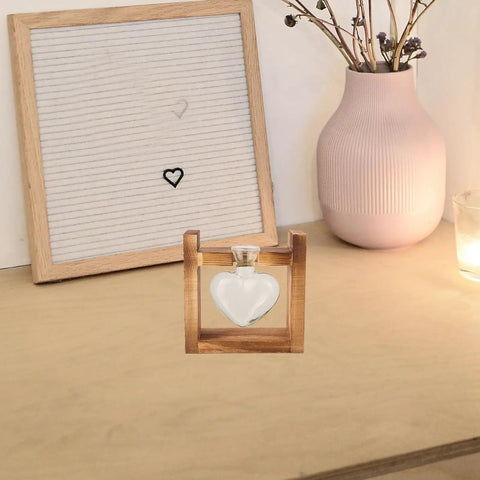 Dope Wooden Frame Hydroponic Vase With Vintage Bulb Propagation Station for desktop plants on light brown stand
