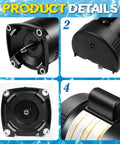 Heavy-Duty 2HP Pool Pump Motor, 230V Single Speed, 56Y Square Flange, 3450 RPMs, detailed angles of motor components.