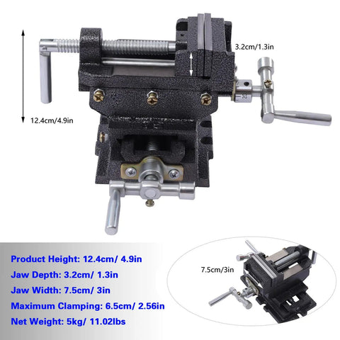 3 Inch Cross Slide Drill Press Vise For Mini Milling Machines And Bench Top Woodworking, compound table clamp with jaws
