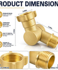 Brass Swivel Hose Connector With 180 And 360 Degree Adjustable Rotation, Three Quarter Inch GHT Female To Male Garden Hose Adapter, Anti Kink Elbow Fitting For Outdoor Faucets, RV Hoses, Sprinklers, And Irrigation Systems, brass swivel adapter dimensions