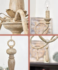 Close-up details of Roma 22 Inch 5-Light French Country Chandelier with Smoked Cedar Finish and Candelabra Sockets