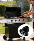 Man grilling with a Char-Broil barbecue using Two Pack AA Battery Push Button Igniter Caps With Spring Replacement Caps.