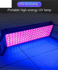 Heavy Duty UV Curing Lamp With 365Nm 395Nm And 405Nm Led For Fast Resin Glue Hardening And Acrylic Paste Bonding, portable UV lamp on work surface.