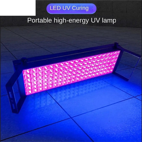 Heavy Duty UV Curing Lamp With 365Nm 395Nm And 405Nm Led For Fast Resin Glue Hardening And Acrylic Paste Bonding, portable UV lamp on work surface.