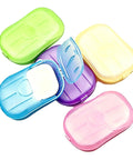 Colorful cases of Grab and Go Disposable Soap Sheets Set, 5 Boxes of Fragrant Paper Soap for quick hand and foot cleanups.