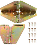 Heavy Duty Folding Table Hinge Two Pack delivering smooth 180 degree swing, galvanized finish, includes 16 installation screws.