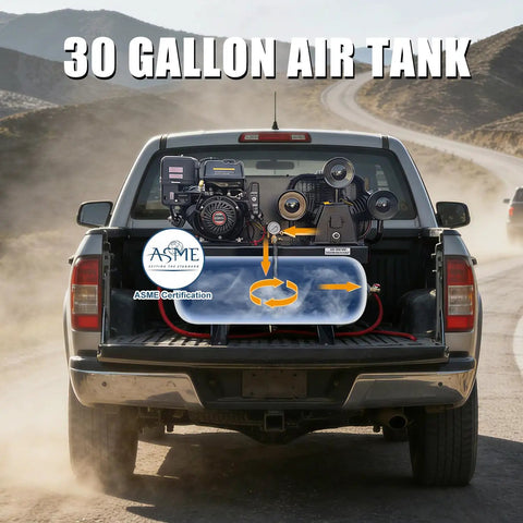 Heavy Duty Gas Piston Air Compressor 13HP 44CFM 30 Gal Tank 125PSI For Industrial Use Reliable Power And Efficiency