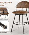 26 Inch Bar Stool Set Of 3 Modern Sleek Swivel Counter Height Chairs with Backrests and Metal Legs Faux Leather Upholstered