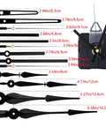 14 Styles Silent Non Ticking Wall Clock Movements Kit With Aluminum Clock Hands Replacement Parts for DIY Repairs shown in black.