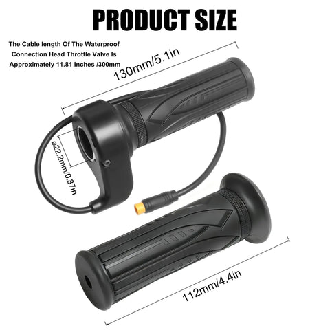 Full Twist Throttle Grip for Electric Bikes and Foldable Scooters with Anti Slip Surface Waterproof 3 Pin Plug Fits 22.2mm Handlebars Works Across 12V to 72V Systems Easy Wire Setup Bright Yellow