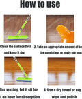 Instructions for using the Top Shelf Two Piece Beeswax And Orange Oil Wood Conditioner Kit with a mop and bottle.