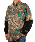 Flame Resistant Long Sleeve Hawaiian Shirt Tropi Camo X Large For Workwear And Field Crews, Lightweight FR Knit, Two Chest Pockets