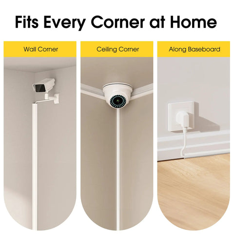 Large Corner Cable Concealer For Walls Floors And Ceilings Paintable Wire Covers shown in wall, ceiling, baseboard corners