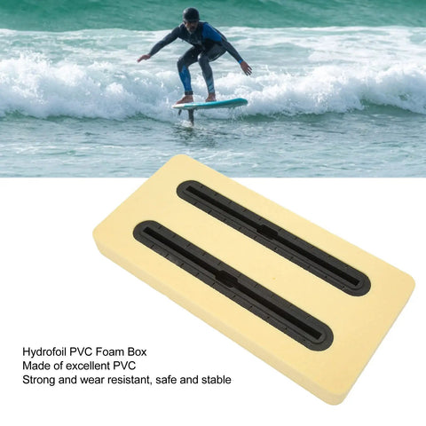 Lightweight Hydrofoil PVC Foam Box With Tough Wear Resistance And High Water Pressure Tolerance shown on beach with surfer