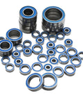 10 Pcs Rubber Sealed Miniature Ball Bearings Kit Featuring Sizes 2x6x3mm, 5x10x4mm, 5x11x4mm, 6x12x4mm, And 12x18x4mm For Small Motors, RC Cars, Drones, And Hobby Projects. Rubber-sealed steel miniature ball bearings arranged on white background
