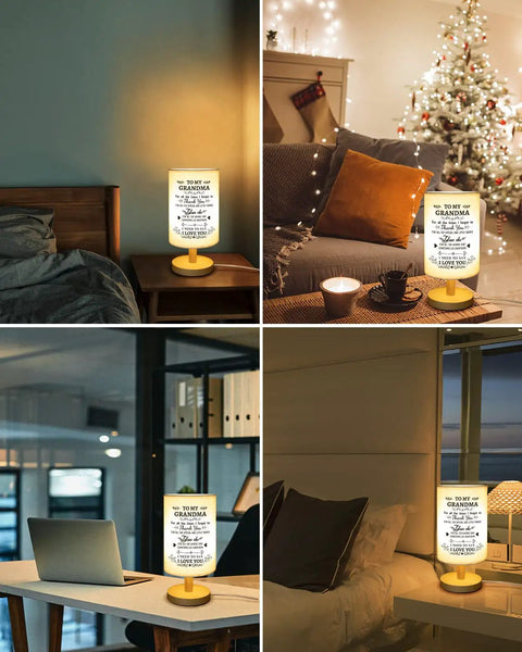Fabric Night Light Gift For Grandma From Grandkids From Granddaughter And Grandson, Warm White Glow in cozy bedroom settings.