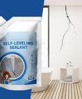 Heavy Duty Concrete Crack Filler To Fix Cracked Pavement And Asphalt Fast While Delivering A Waterproof Shield Against Seasonal Swelling Using Elastic Polymers For Badass Repair Results That Handle Extreme Temps Like A Boss And Stop Leaks Dead In Their in a 500ml pouch near cracked wall.