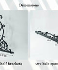 Rock Solid Decorative Shelf Brackets Wrought Iron Corbels 15.5 X 7.2 In Antique Black dimensions with size indicators