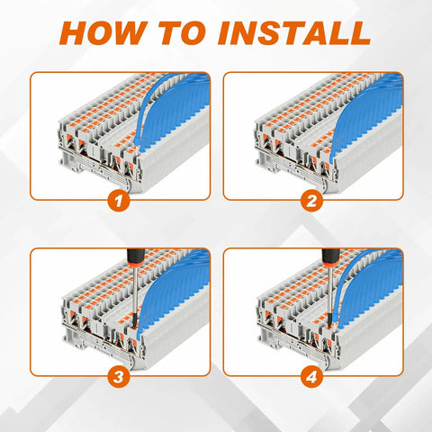Installation steps for DIN Rail Terminal Block Kit For Quick No-Fuss Wiring With Twin Spring Push-In Connectors And Screwless PT Setup