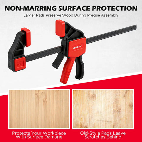12 Inch Bar Clamps Set With Quick Release For Woodworking, 150 Lbs Load Per Clamp, non-marring surface protection.
