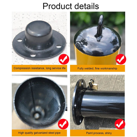 Hardcore Removable Parking Posts For Driveways Rock Solid Metal Security Bollards With Chain And Padlock Reflective Night Visibility Lock Down Your Street Built Ridiculously Tough
