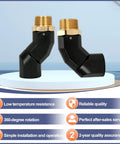360 Degree Fuel Hose Swivel Connector For Fuel Transfer Pumps And Nozzles, 1 Inch NPT, 2-Pack, Heavy-Duty Zinc Alloy, Leak-Proof And Rust-Resistant, High-Temp Fuel Line Swivel For Smooth Multi-Plane Operation. Two black swivels with brass threads
