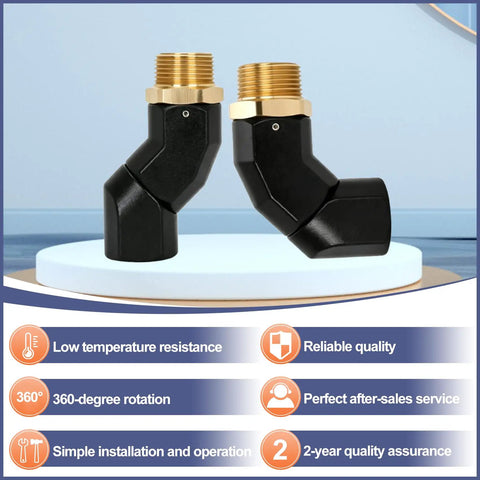 360 Degree Fuel Hose Swivel Connector For Fuel Transfer Pumps And Nozzles, 1 Inch NPT, 2-Pack, Heavy-Duty Zinc Alloy, Leak-Proof And Rust-Resistant, High-Temp Fuel Line Swivel For Smooth Multi-Plane Operation. Two black swivels with brass threads