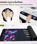 4 In 1 Desk Mat Set With Keyboard And Mouse Pad And Wrist Rest Large Computer Desk Pad For Home Office Purple Butterflies Design