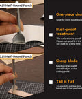 Using 14 Size Leather Corner Punch Set with Half Round Punches and Leather End Punch Kit, double-sided nylon hammer visible