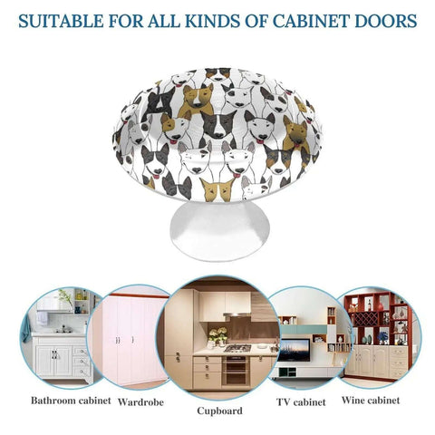 Funny Dog Bull Terrier Cabinet Knobs 2 Pack Dope Round Drawer Pulls Stainless Steel with dog design for kitchen use