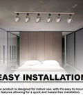 Six Pack Track Lighting Heads in Brushed Nickel with GU10 Sockets installed on bedroom ceiling, modern home lighting