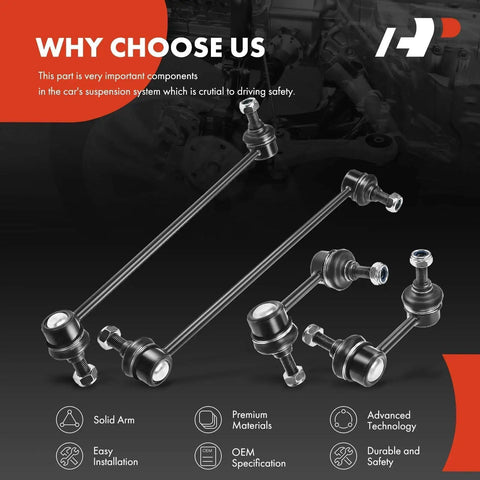 Front And Rear Sway Bar End Link Kit For Honda CR-V 2007 To 2016 Beefed Up Stabilizer Links With Grease Packed For Smooth Operation Tougher Durability And Quick Install, steel links shown