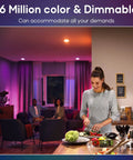 Modern kitchen with Six Inch Smart LED Recessed Lights Eight Pack Retrofit Can Lights With RGB CW Color Changing Dimmable Downlights