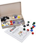 Molecular Model Kit With 95 Pieces 53 Atoms 42 Bonds For Organic And Inorganic Chemistry Classroom Use Includes Four Compartment Storage Box, open with pieces visible.