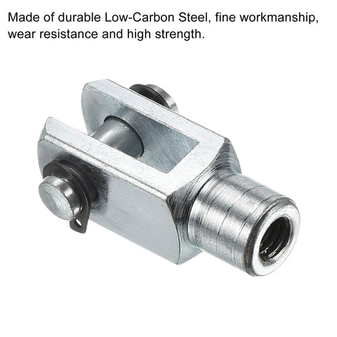 M6x1 Air Cylinder Rod Clevis End 3 Pack Female Thread Y Connector 33mm Length For Air Cylinder Foot Mounting Work Silver Low-Carbon Steel