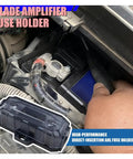 Heavy Duty Inline Anl Fuse Holder With 200 Amp Fuses For One Zero Or Four Gauge Awg Car Audio Wiring, mounted in vehicle.