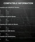 Compatibility chart for Front And Rear Wheel Hub Bearing Assembly Replacement For GM Cars Like Malibu Impala Equinox Terrain Lacrosse XTS CTS Regal Buick Cadillac with ABS 5 Lug